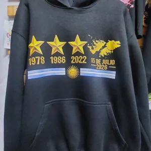 Buzo Canguro 3 Estrellas + Malvinas con Bandera